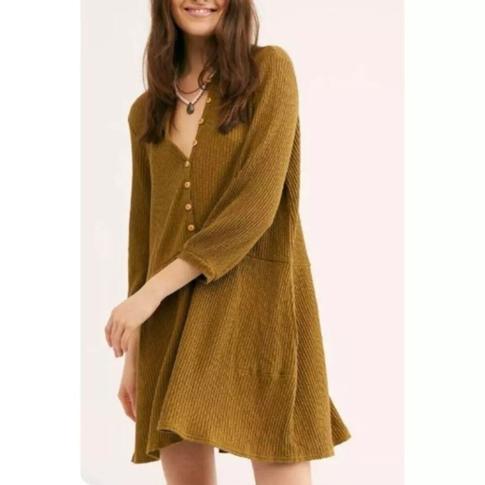 Free People Beach Blossom Button-Up Oversized T-Shirt Dress w Pockets